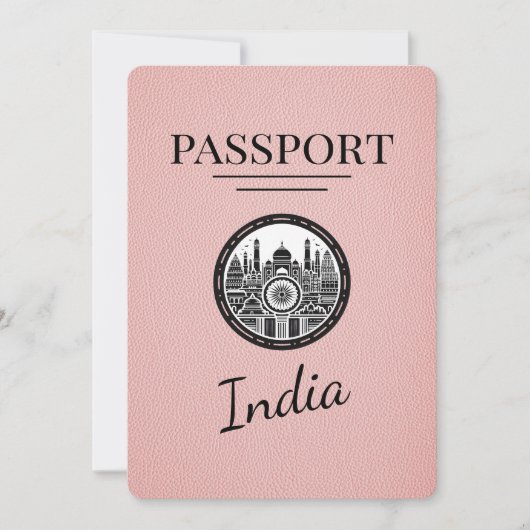Pink India Passport Save the Date (Vorderseite)