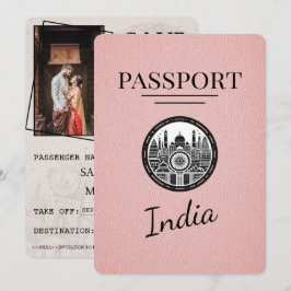 Pink India Passport Save the Date