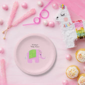 Pink Indian Elephant Baby Dusche Pappteller (Party)
