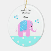 Pink Indian Elephant Baby's First Christmas Keramikornament (Links)