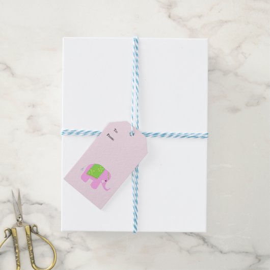 Pink Indian Elephant Geschenkanhänger (Mit Garn)