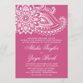 Pink Indian Paisley Formal Wedding Einladung