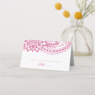 Pink Indian Paisley Wedding Platzkarte