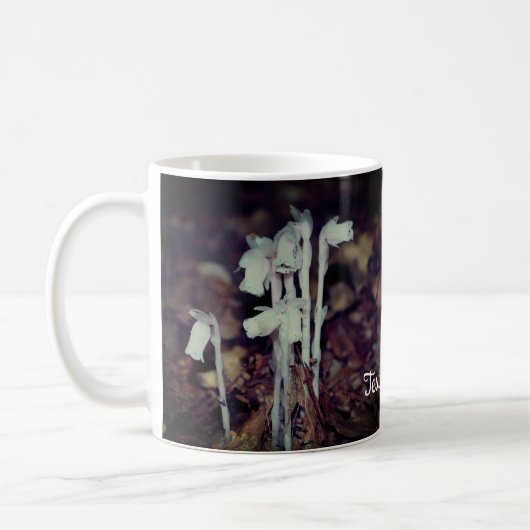 Pink Indian Pipe Wildflower Personalized Kaffeetasse (Links)