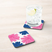 Pink Indigo Blue Watercolor Blume Getränkeuntersetzer (Rechte Seite)