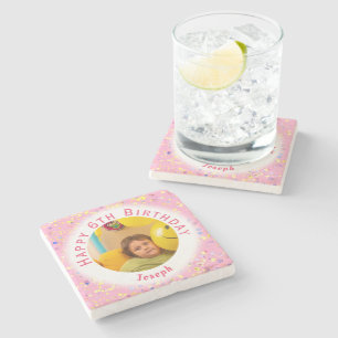 Pink individuell einstellbare Wasserfarbe Confetti Steinuntersetzer