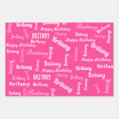PINK Individuelle Name Happy Birthday Girl's Gift Geschenkpapier Set (Vorderseite 2)
