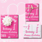 PINK Individuelle Name Happy Birthday Girl's Gift Geschenkpapier Set