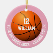 Pink Individuelle Name Number Message Basketball Keramik Ornament (Vorne)