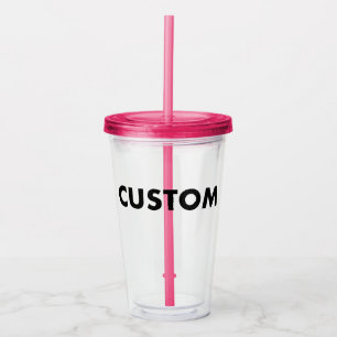 PINK Individueller Acrylbecher Blank mit Deckel un Acryltrinkbecher