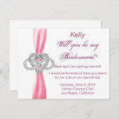 Pink Infinity Heart Bridesmaid Card Einladung (Vorne/Hinten)