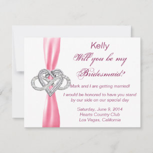 Pink Infinity Heart Bridesmaid Card Einladung