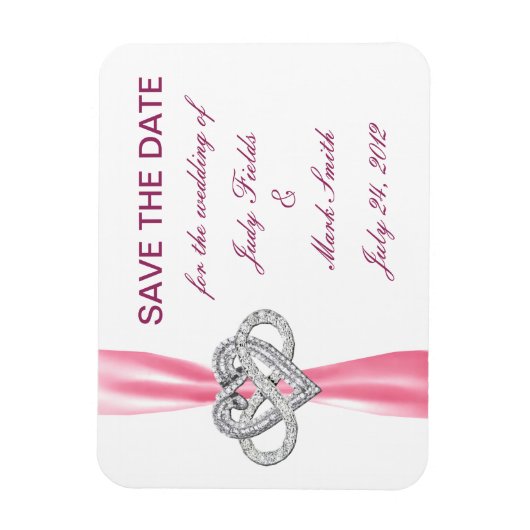 Pink Infinity Heart speichern das Date Magnet (Vertikal)