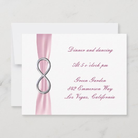 Pink Infinity Wedding Reception Card Einladung (Vorderseite)