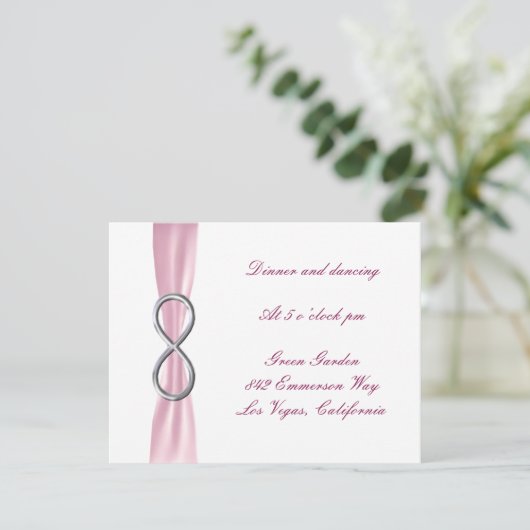Pink Infinity Wedding Reception Card Einladung (Stehend Vorderseite)