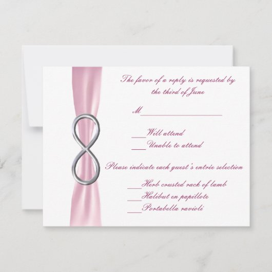Pink Infinity Wedding Response Card RSVP Karte (Vorderseite)
