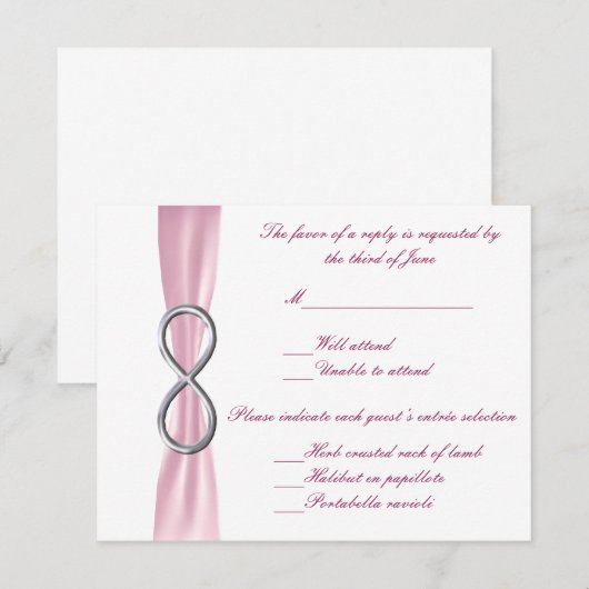 Pink Infinity Wedding Response Card RSVP Karte (Vorne/Hinten)