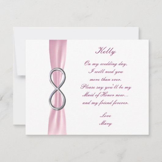 Pink Infinity Wedding Trauzeugin Card Einladung (Vorderseite)