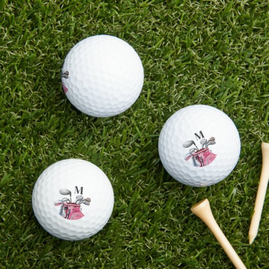 Pink Initial Monogram Golfball (Insitu Gras)