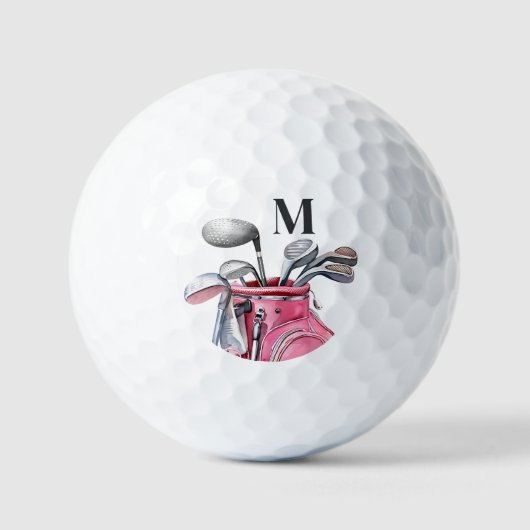 Pink Initial Monogram Golfball (Vorderseite)