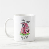 Pink Initial Name Monogram Kaffeetasse (Links)