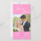 PINK INITIAL SCRIPT WEDD DANK FOTOKARTE DANKESKARTE (Vorderseite)