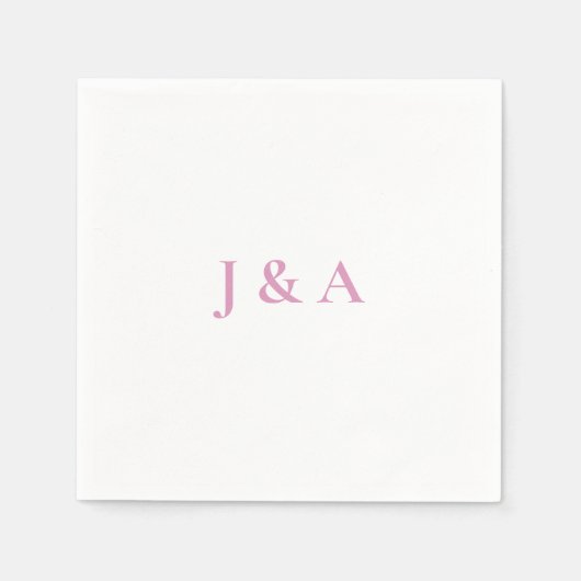 Pink Initials Wedding Napkin Serviette (Vorderseite)