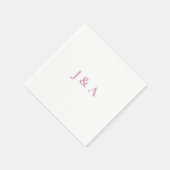 Pink Initials Wedding Napkin Serviette (Ecke)