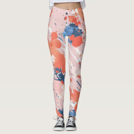 Pink ink strokes in marble rock leggings