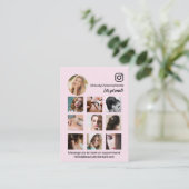 Pink Instagram Photo Grid Beauty Social Media  Visitenkarte (Stehend Vorderseite)