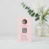 Pink Instagram Style QR Code Nail Artist Visitenkarte (Stehend Vorderseite)