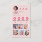 Pink Instagram Style QR Code Nail Artist Visitenkarte (Rückseite)