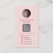 Pink Instagram Style QR Code Nail Artist Visitenkarte (Vorderseite)