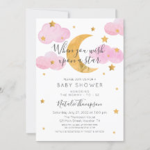 Pink Invitación Luna y las Estrellas Babydusche