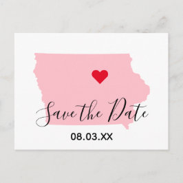 Pink Iowa Rotes Herz Save the Date Ankündigungspostkarte