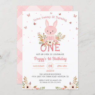 Pink Irgendein sonniges Blumenmädchen 1. Geburtsta Einladung