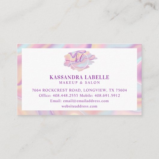 Pink Iridescent Holographic Nail Polnische Loyalit Visitenkarte (Rückseite)