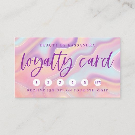 Pink Iridescent Holographic Nail Polnische Loyalit Visitenkarte (Vorderseite)