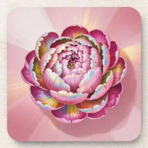 Pink Iridescent Peony Plastic Untersetzer Set