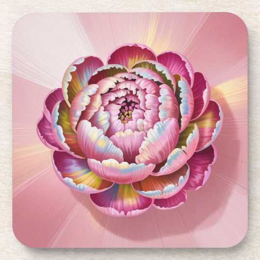 Pink Iridescent Peony Plastic Untersetzer Set (Vorderseite)