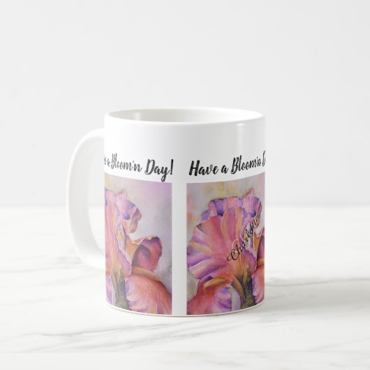Pink Iris Blume Kaffeetasse (Vorderseite Links)