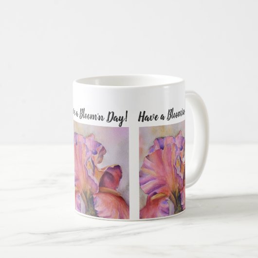Pink Iris Blume Kaffeetasse (VorderseiteRechts)