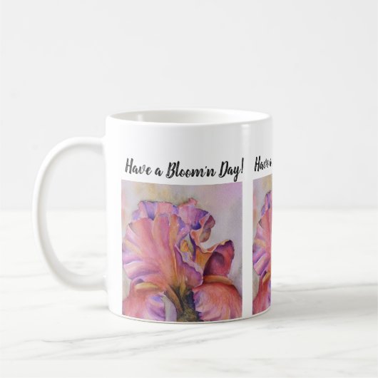 Pink Iris Blume Kaffeetasse (Links)