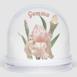 Pink Iris Blume Personalisierte botanische Kunst Schneekugeln
