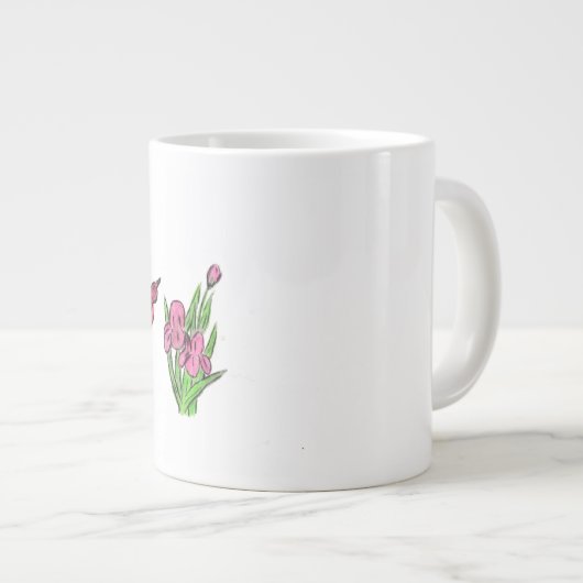 Pink Iris Jumbo-Tasse (Vorderseite Rechts)