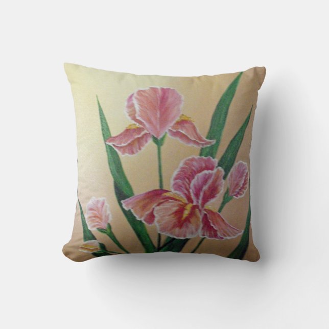 Pink Iris Pillow Kissen (Vorderseite)