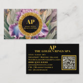 *~ Pink Iris QR AP10 Blume Gold Business Card Visitenkarte (Vorne/Hinten)