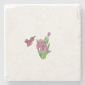 Pink Iris Steinuntersetzer (Vorderseite)