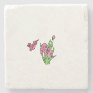 Pink Iris Steinuntersetzer