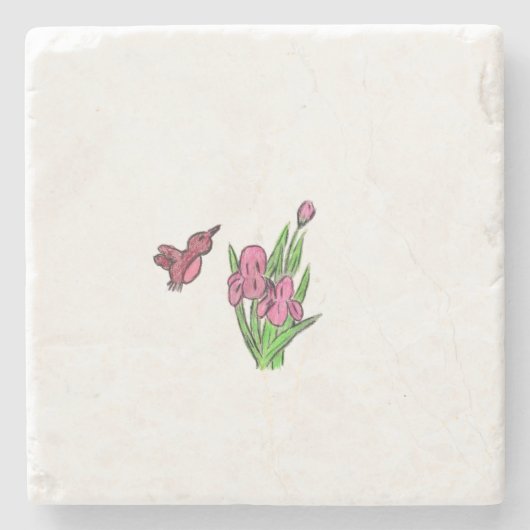 Pink Iris Steinuntersetzer (Vorderseite)